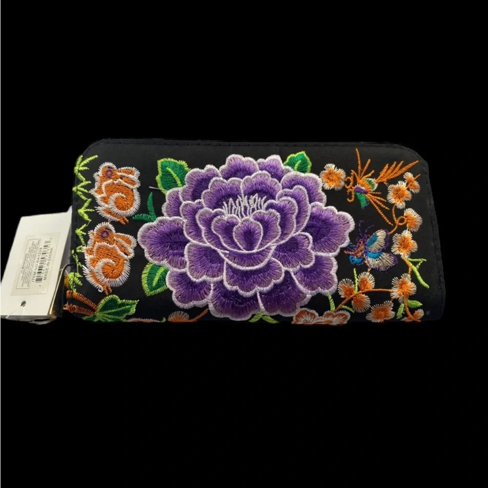 Purple Floral Embroidered‎ Women’s Wallet